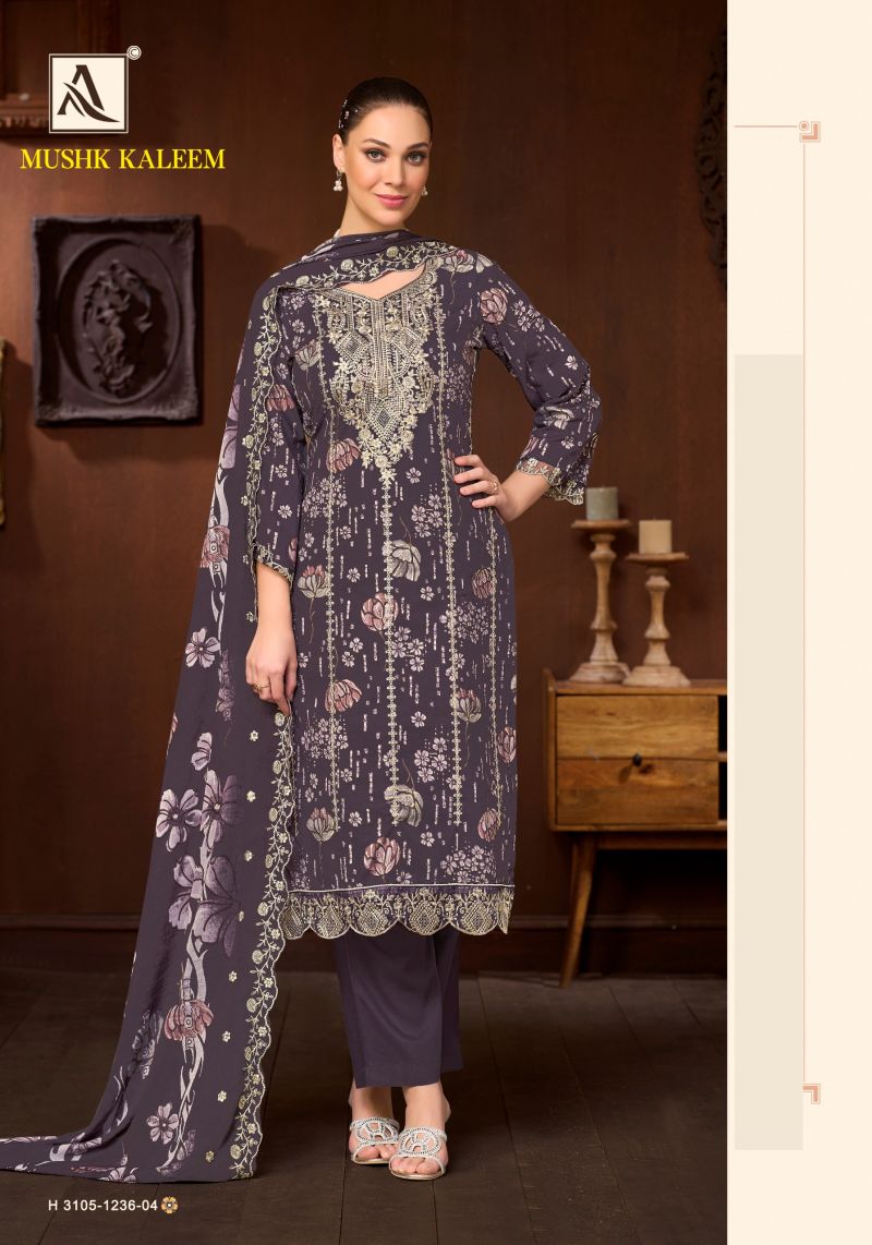 Alok Mushk Kaleem Cambric Cotton Foil Print Embroidered Dress Material Catalog — Wholesale Salwar Suits, Alok Suits wholesale from Surat — view 3