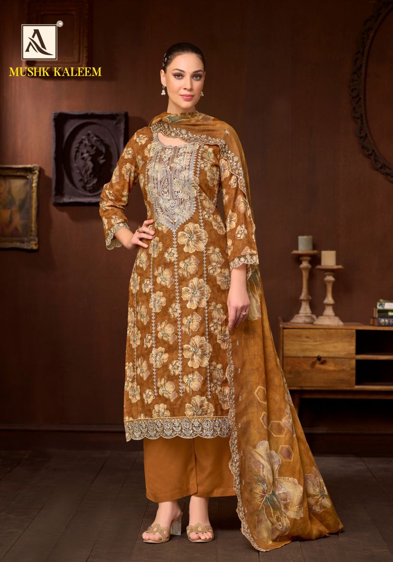 Alok Mushk Kaleem Cambric Cotton Foil Print Embroidered Dress Material Catalog — Wholesale Salwar Suits, Alok Suits wholesale from Surat — view 7