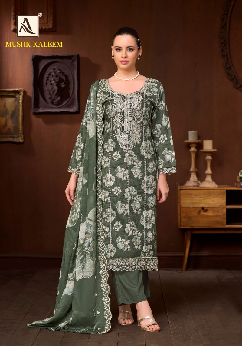 Alok Mushk Kaleem Cambric Cotton Foil Print Embroidered Dress Material Catalog — Wholesale Salwar Suits, Alok Suits wholesale from Surat — view 5