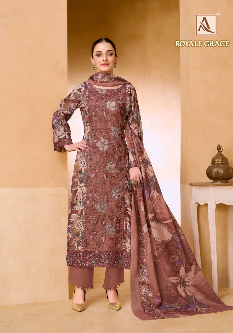Alok Royale Grace Cambric Cotton Print Swarovski Work Dress Material Catalog — Wholesale Salwar Suits, Alok Suits wholesale from Surat — Photo 6
