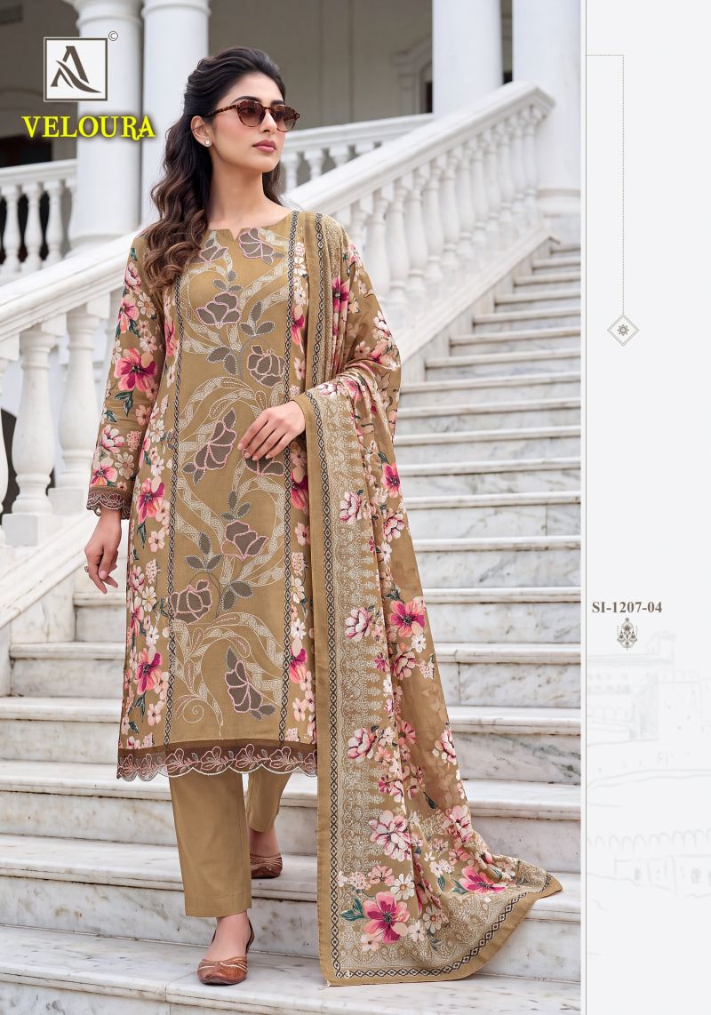 Alok Veloura Viscose Maslin Digital Printed Dress Material Catalog — Wholesale Salwar Suits, Alok Suits wholesale from Surat — view 5