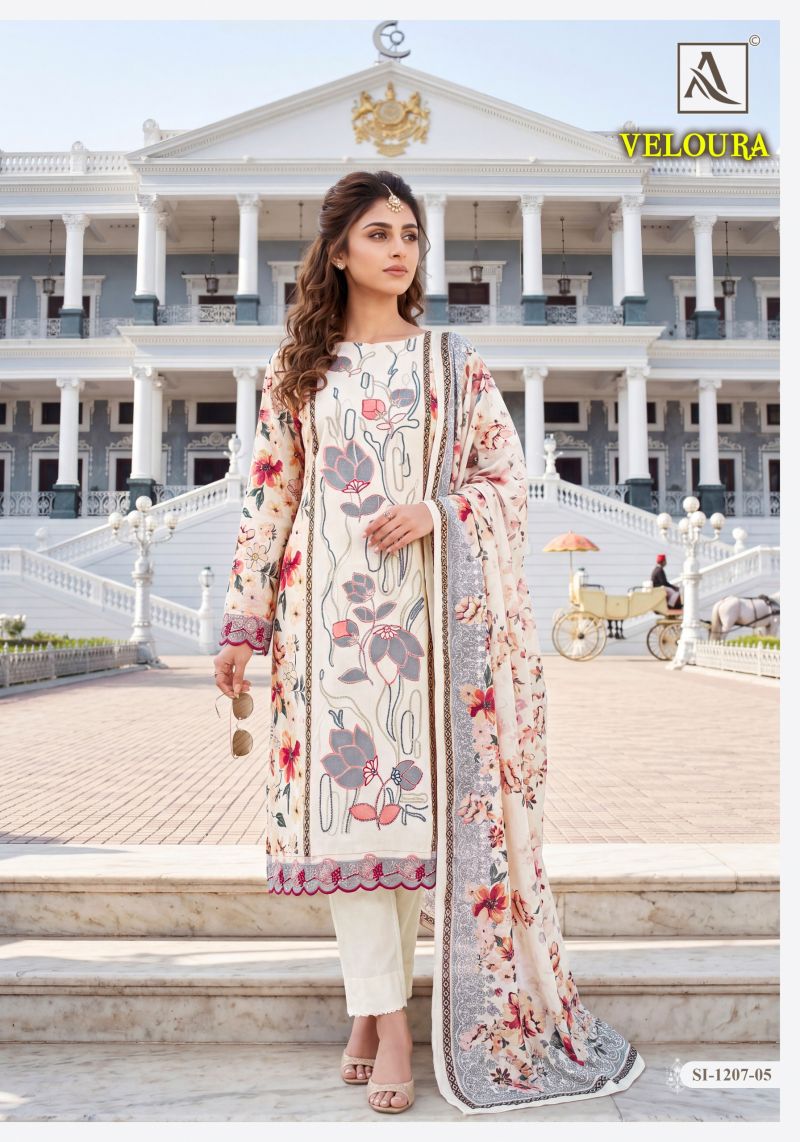 Alok Veloura Viscose Maslin Digital Printed Dress Material Catalog — Wholesale Salwar Suits, Alok Suits wholesale from Surat — view 4