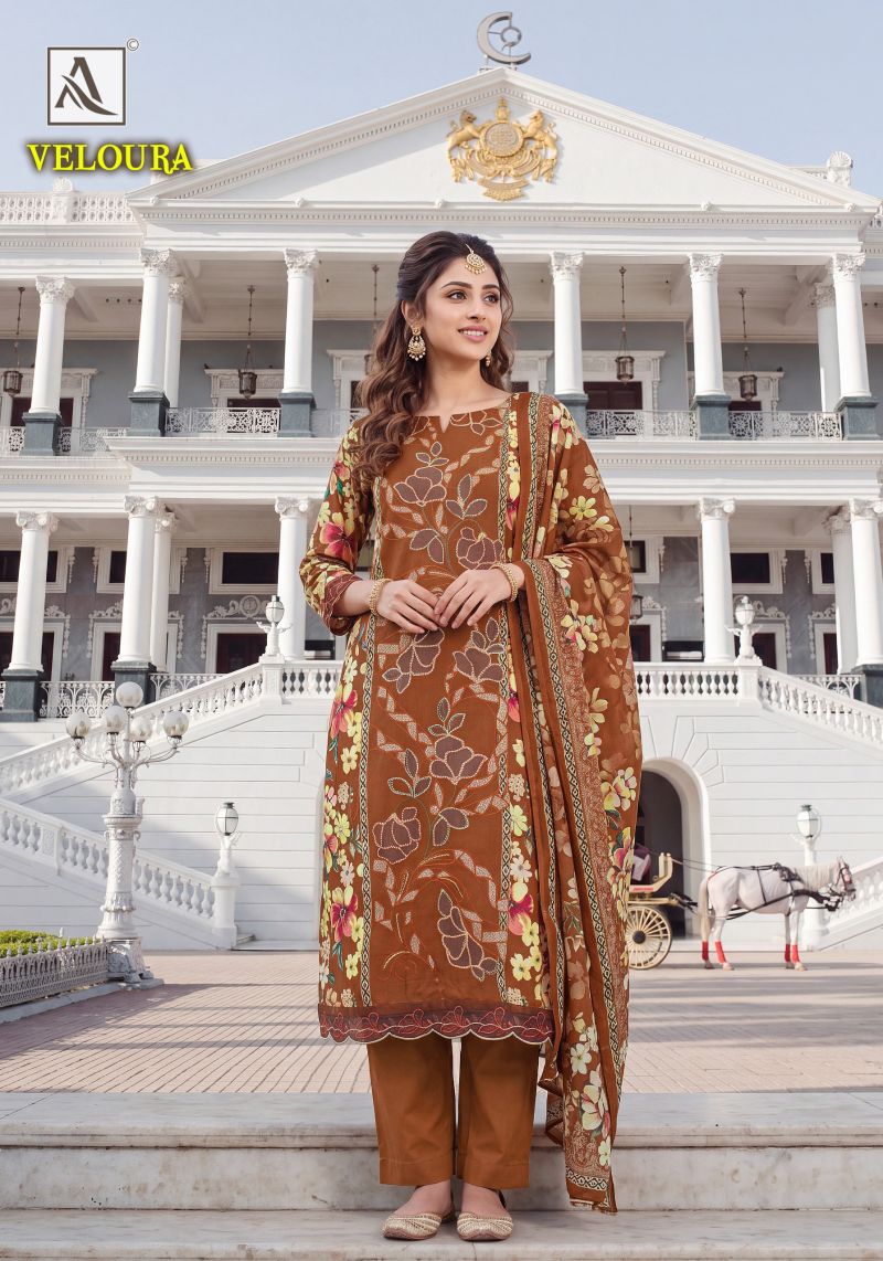 Alok Veloura Viscose Maslin Digital Printed Dress Material Catalog — Wholesale Salwar Suits, Alok Suits wholesale from Surat — view 3