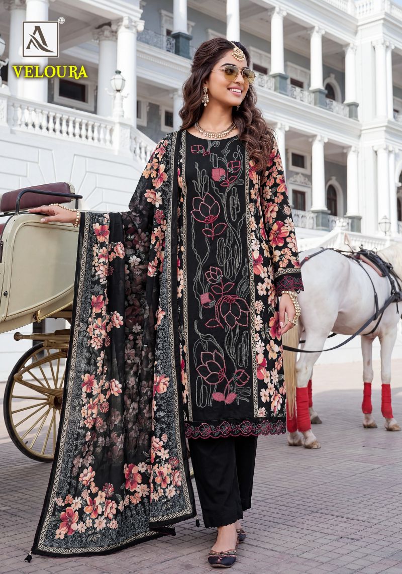 Alok Veloura Viscose Maslin Digital Printed Dress Material Catalog — Wholesale Salwar Suits, Alok Suits wholesale from Surat — view 2