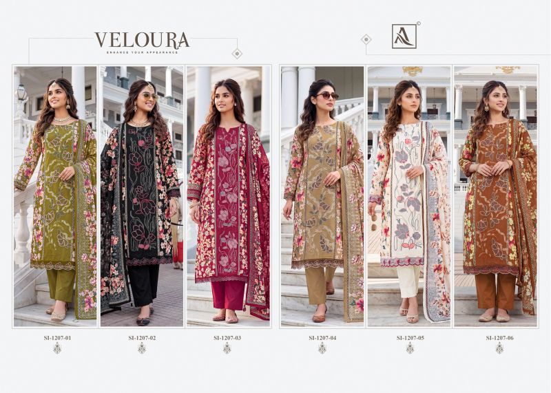 Alok Veloura Viscose Maslin Digital Printed Dress Material Catalog — Wholesale Salwar Suits, Alok Suits wholesale from Surat — view 9