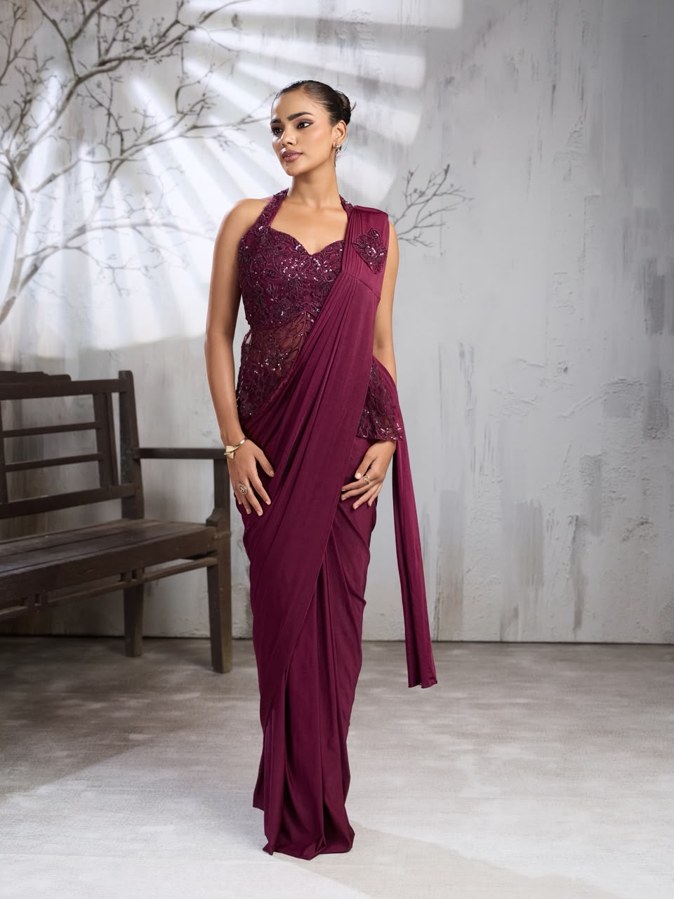 Amoha 102440 Ready to Wear Imported Lycra Saree Collection — Saree, AMOHA wholesale from Surat — Photo 2