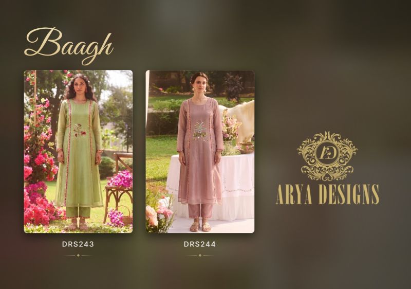 Arya Baagh Tissue Hand Work Fancy Kurti With Bottom Collection — Wholesale Kurti Pant Set, Arya Designs wholesale from Surat — view 3