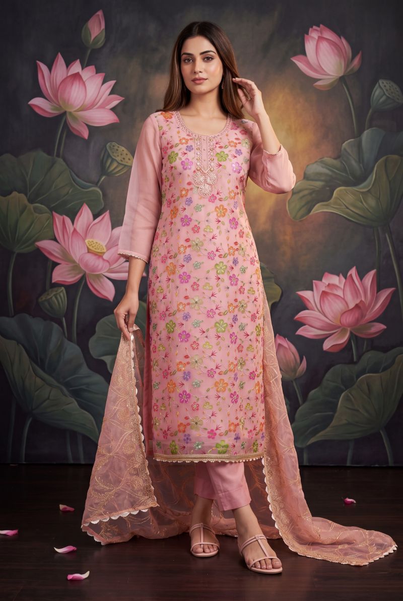 Aurraa Akiraa Organza Hand Work Designer Salwar Kameez Catalog — Wholesale Salwar Suits, Vardan Ethnic wholesale from Surat — view 4