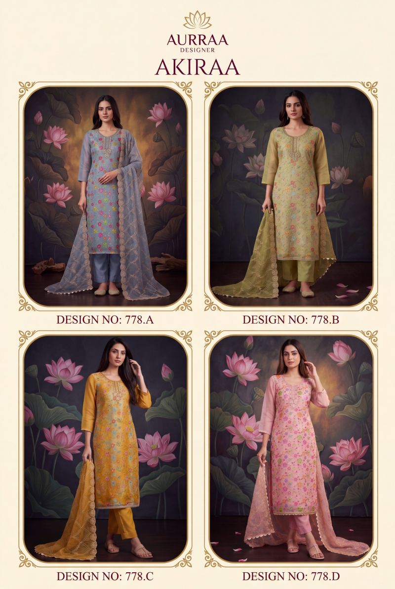 Aurraa Akiraa Organza Hand Work Designer Salwar Kameez Catalog — Wholesale Salwar Suits, Vardan Ethnic wholesale from Surat — view 5