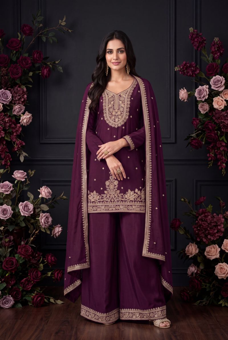 Aurraa Dia Chinon Beads Work Designer Salwar Kameez Set Wholesale