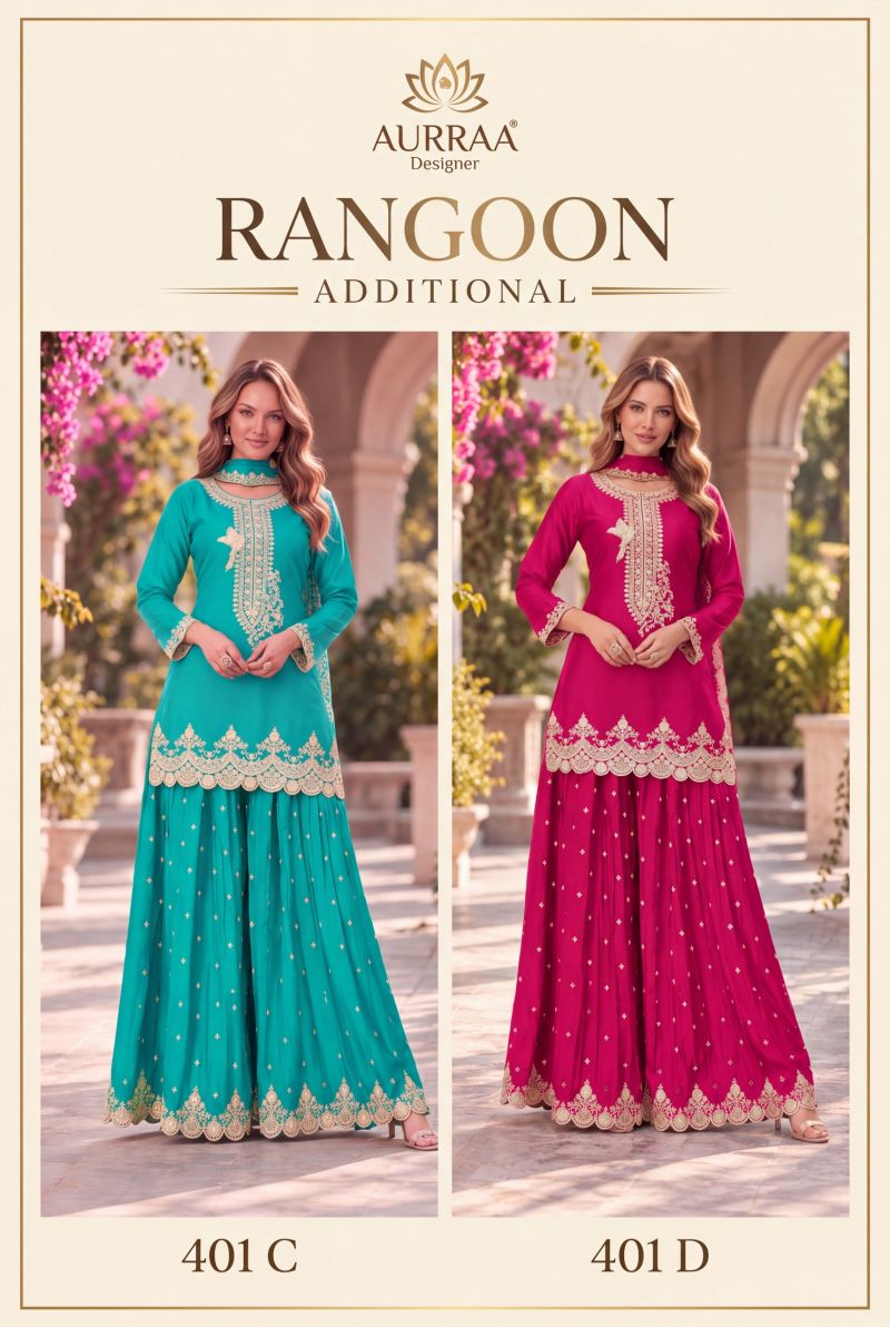 Aurraa Rangoon Vol 2 Premium Chinon Embroidered Salwar Kameez Catalog — Wholesale Salwar Suits, Vardan Ethnic wholesale from Surat — Photo 4