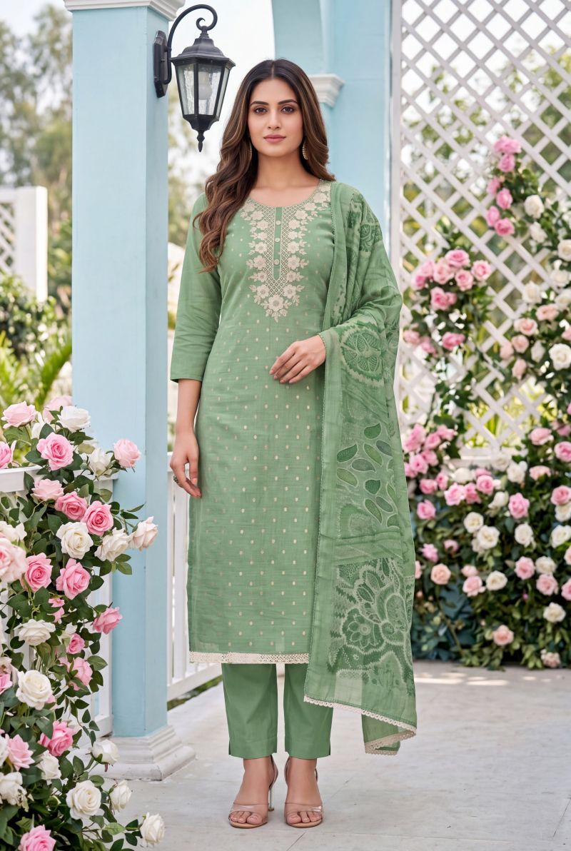 Aurraa Saaj Readymade Cotton Butti Embroidered Designer Salwar Kameez Collection