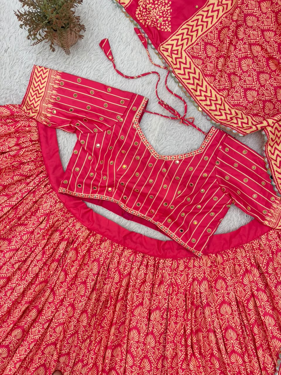 BE-506 Printed Rayon Mirror Work Lehenga Choli Collection — Lehenga, Vardan Ethnic wholesale from Surat — Photo 2
