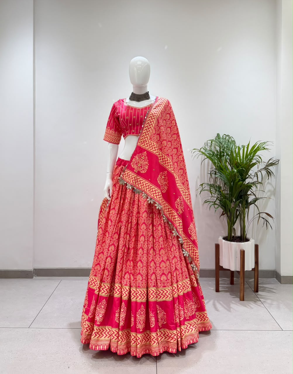 BE-506 Printed Rayon Mirror Work Lehenga Choli Collection
