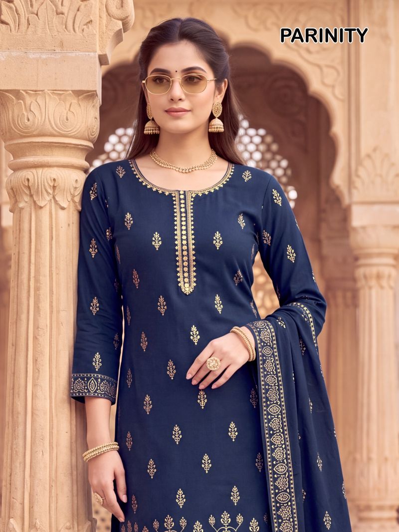 Banwery Parinity Readymade Rayon Foil Print Embroidered Salwar Kameez Catalog — Wholesale Salwar Suits, Banwery wholesale from Surat — Photo 4