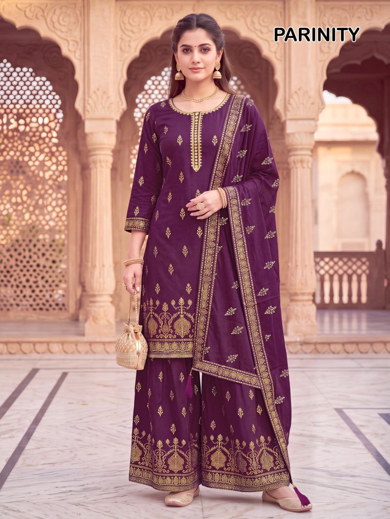 Banwery Parinity Readymade Rayon Foil Print Embroidered Salwar Kameez Catalog