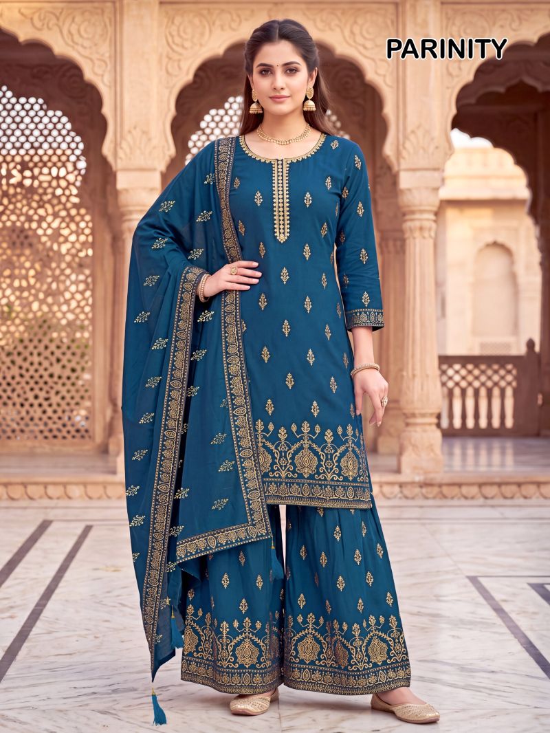 Banwery Parinity Readymade Rayon Foil Print Embroidered Salwar Kameez Catalog — Wholesale Salwar Suits, Banwery wholesale from Surat — Photo 11