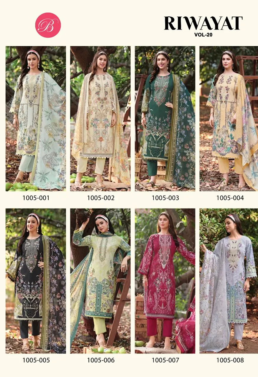 Belliza Riwayat Vol 20 Viscose Rayon Embroidered Dress Material Catalog — Wholesale Salwar Suits, Belliza Designer wholesale from Surat — Photo 11