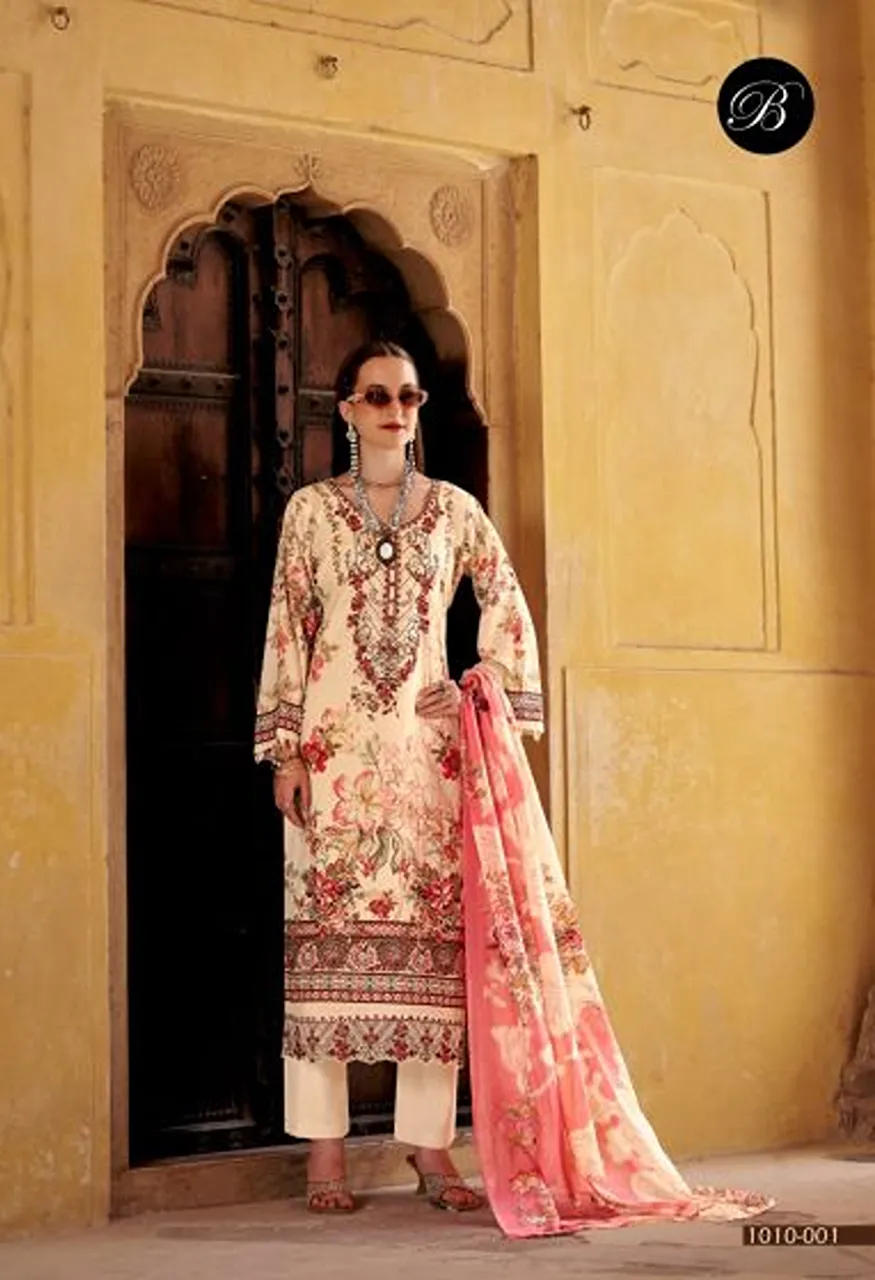 Belliza Safiya Vol 3 Wholesale Cotton Digital Print Embroidered Dress Material Catalog — Wholesale Salwar Suits, Belliza Designer wholesale from Surat — Photo 3