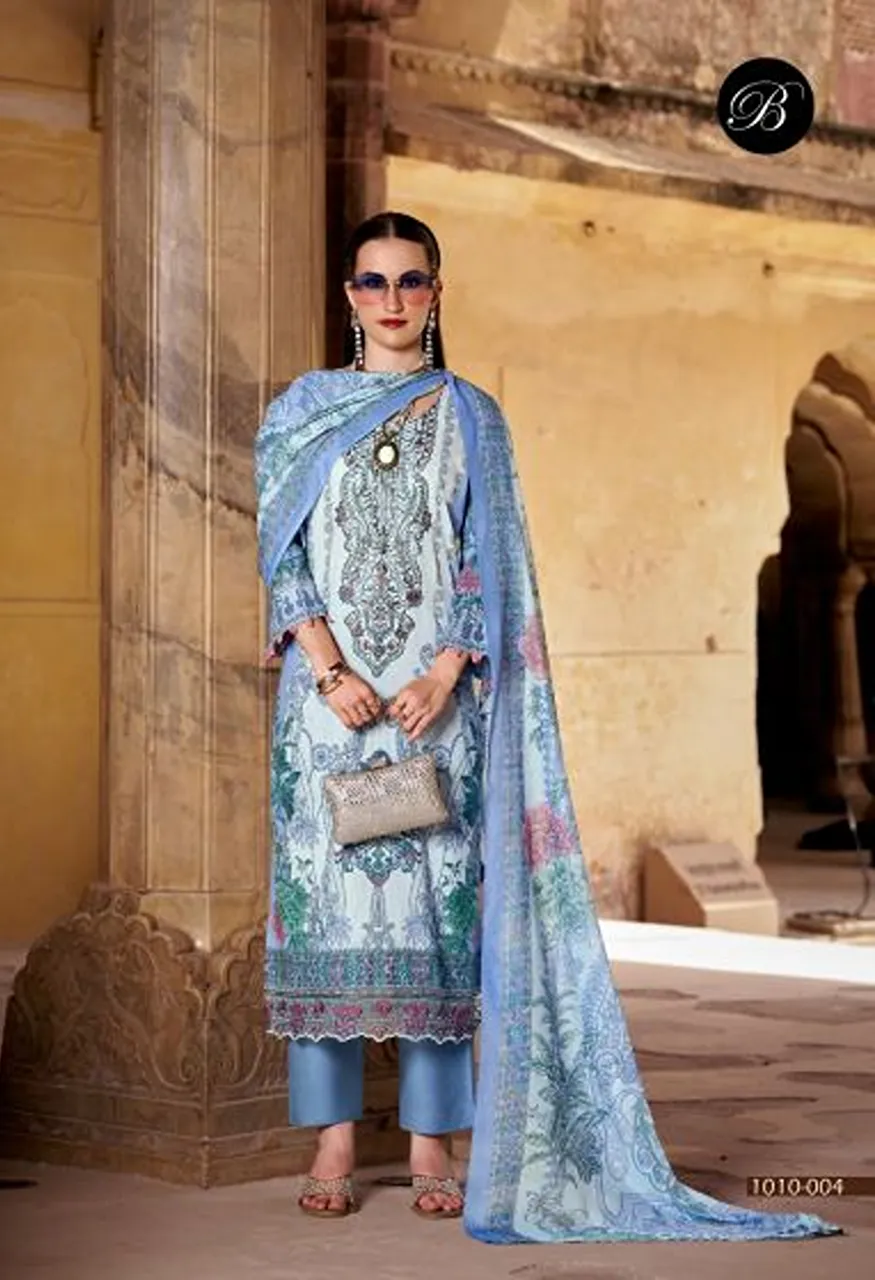 Belliza Safiya Vol 3 Wholesale Cotton Digital Print Embroidered Dress Material Catalog — Wholesale Salwar Suits, Belliza Designer wholesale from Surat — Photo 2