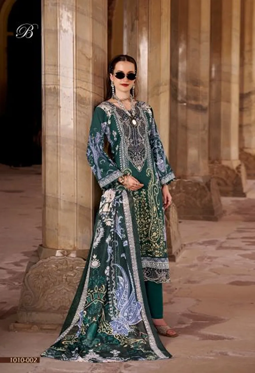 Belliza Safiya Vol 3 Wholesale Cotton Digital Print Embroidered Dress Material Catalog — Wholesale Salwar Suits, Belliza Designer wholesale from Surat — Photo 9