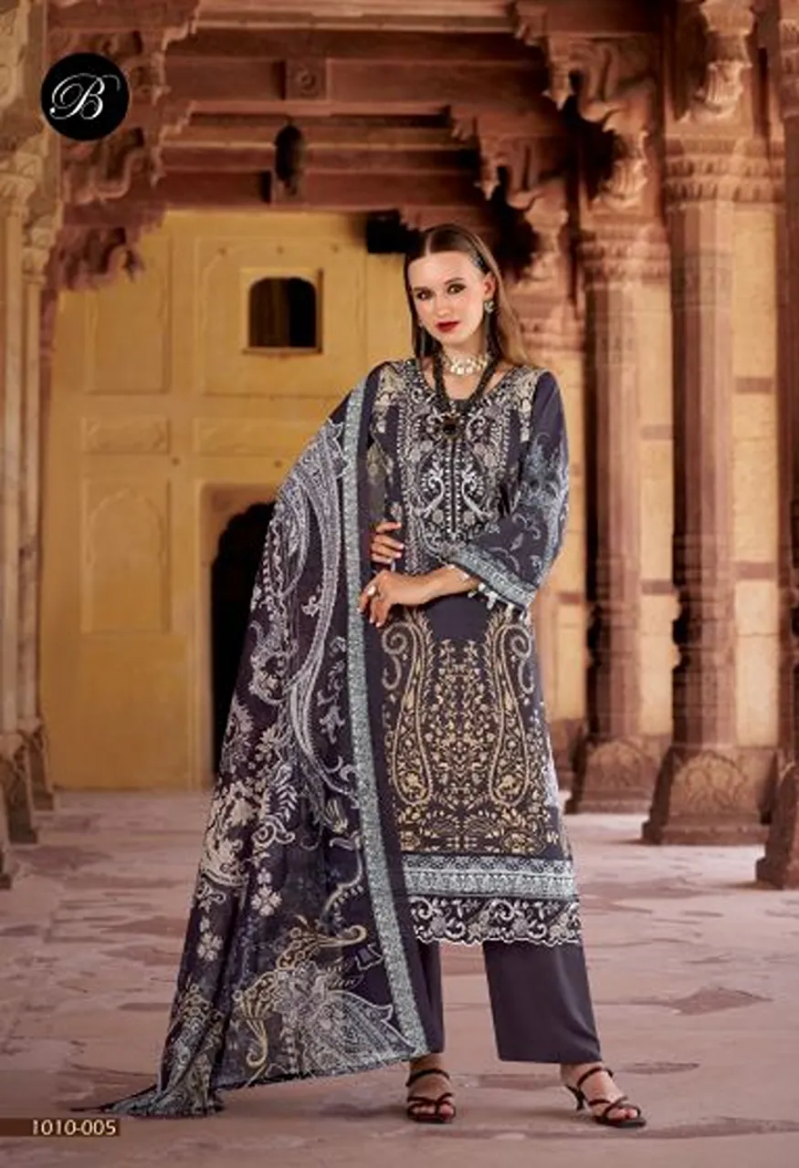 Belliza Safiya Vol 3 Wholesale Cotton Digital Print Embroidered Dress Material Catalog — Wholesale Salwar Suits, Belliza Designer wholesale from Surat — Photo 8