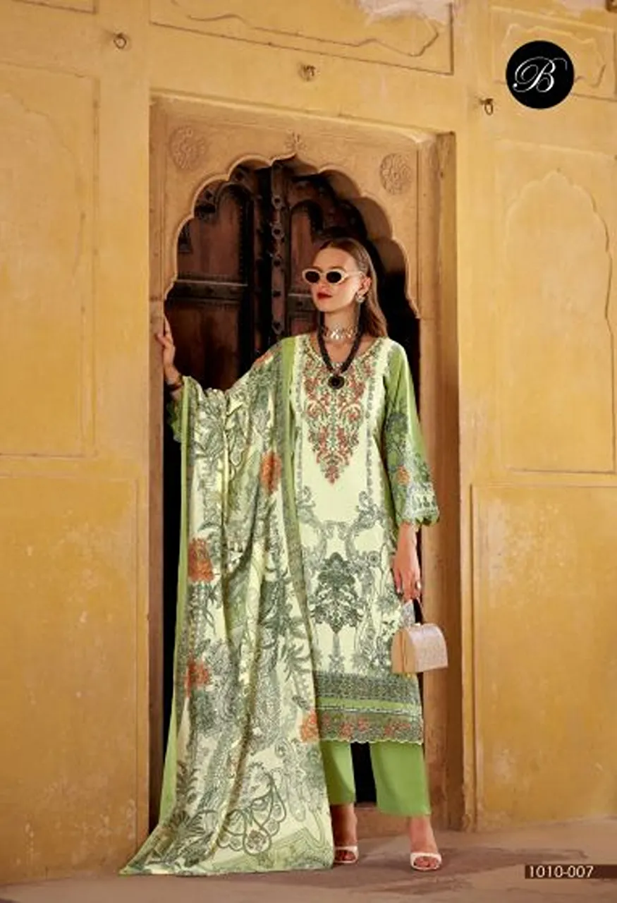 Belliza Safiya Vol 3 Wholesale Cotton Digital Print Embroidered Dress Material Catalog — Wholesale Salwar Suits, Belliza Designer wholesale from Surat — Photo 6