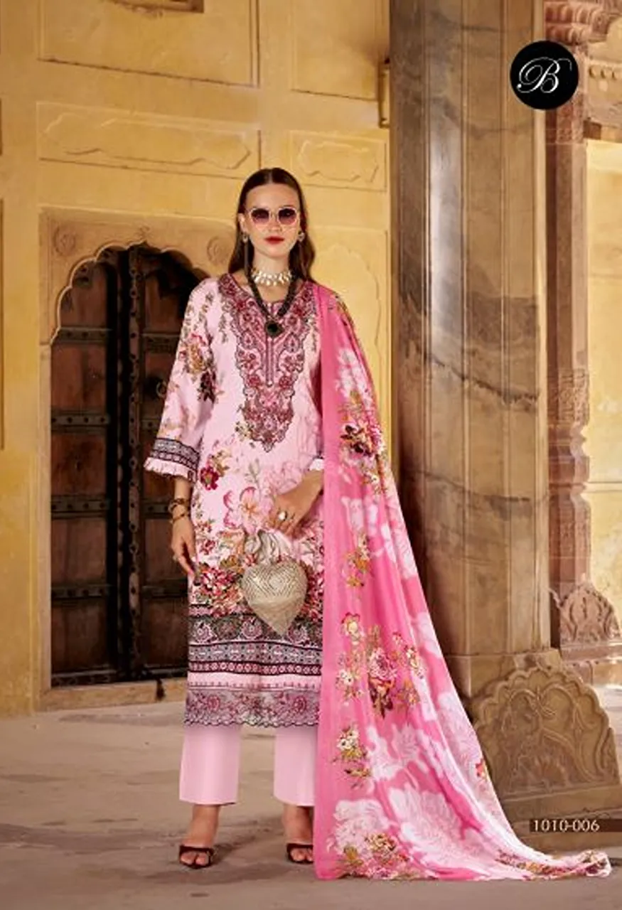Belliza Safiya Vol 3 Wholesale Cotton Digital Print Embroidered Dress Material Catalog — Wholesale Salwar Suits, Belliza Designer wholesale from Surat — Photo 5