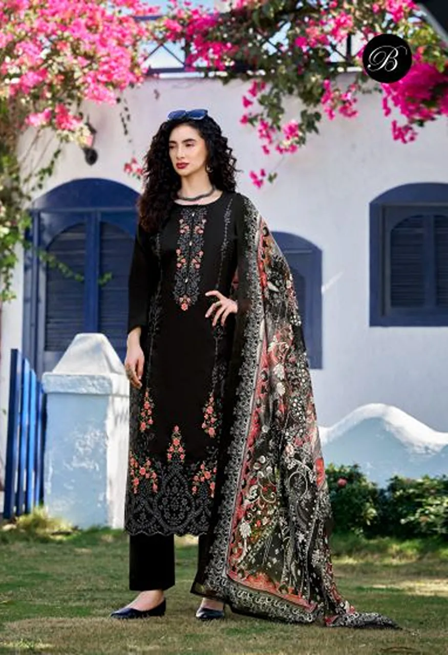 Belliza Zarqash Vol 15 Jam Cotton With Embroidered Dress Material Catalog