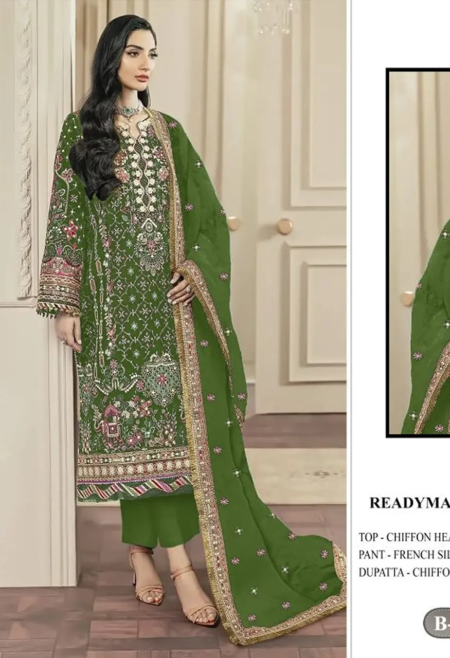 Bilqis B 287 A To D Readymade Chiffon Embroidered Salwar Kameez Catalog — Wholesale Salwar Suits, Bilqis wholesale from Surat — Photo 4