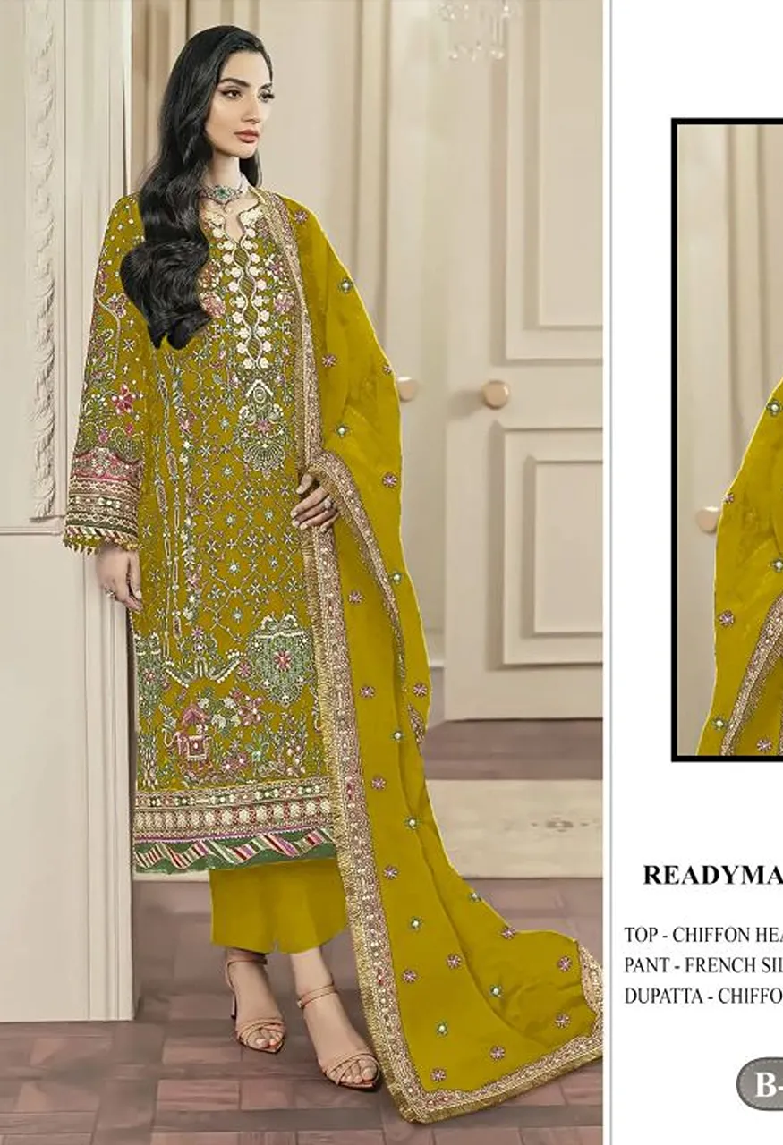 Bilqis B 287 A To D Readymade Chiffon Embroidered Salwar Kameez Catalog — Wholesale Salwar Suits, Bilqis wholesale from Surat — Photo 6
