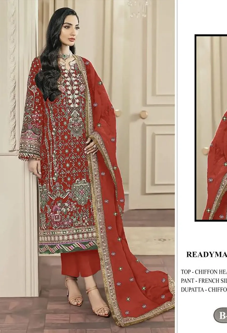Bilqis B 287 A To D Readymade Chiffon Embroidered Salwar Kameez Catalog — Wholesale Salwar Suits, Bilqis wholesale from Surat — Photo 2