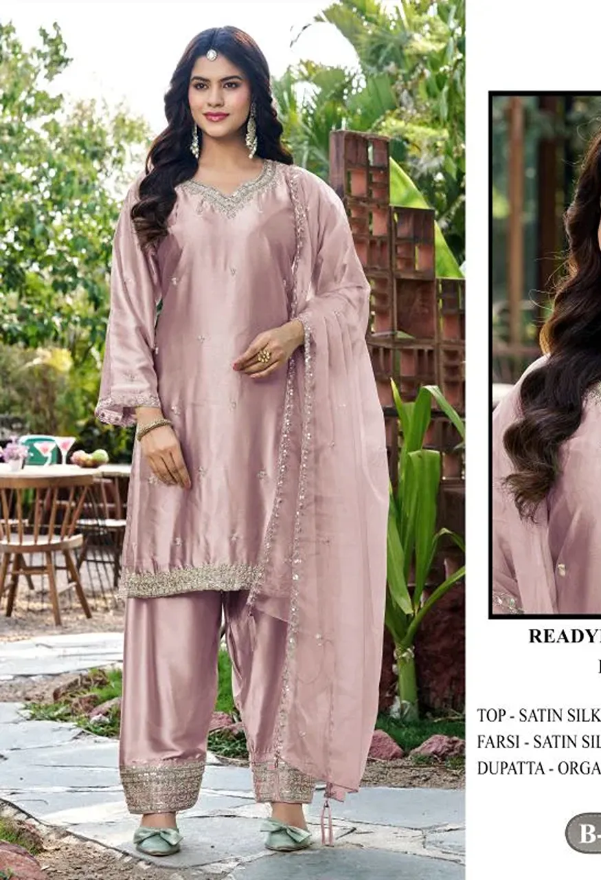 Bilqis B 289 A To D Satin Silk Beads Embroidered Salwar Kameez Catalog — Wholesale Salwar Suits, Bilqis wholesale from Surat — Photo 3