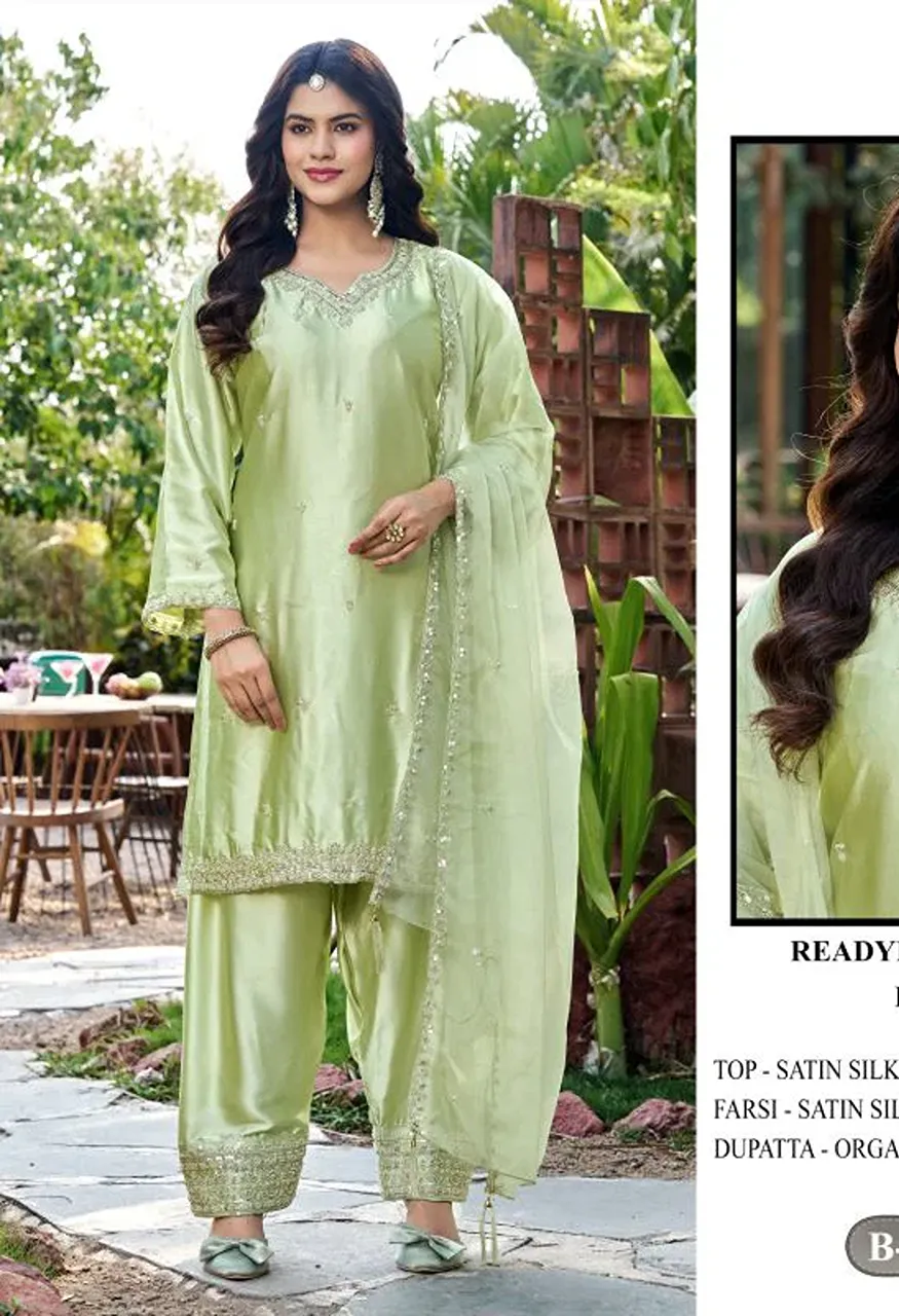 Bilqis B 289 A To D Satin Silk Beads Embroidered Salwar Kameez Catalog — Wholesale Salwar Suits, Bilqis wholesale from Surat — Photo 5