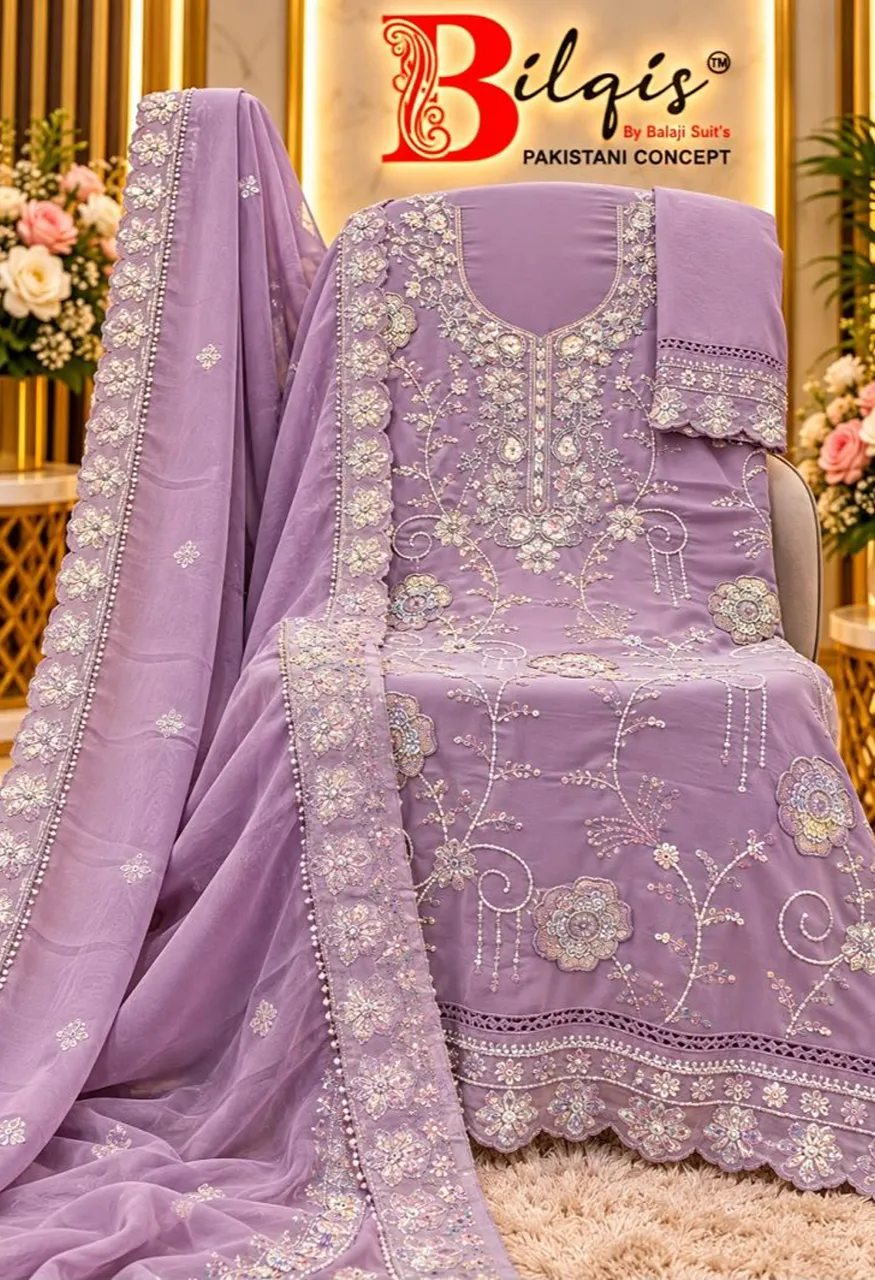 Bilqis B 292 A To D Faux Georgette Beads Embroidered Salwar Kameez Catalog — Wholesale Salwar Suits, Bilqis wholesale from Surat — view 5