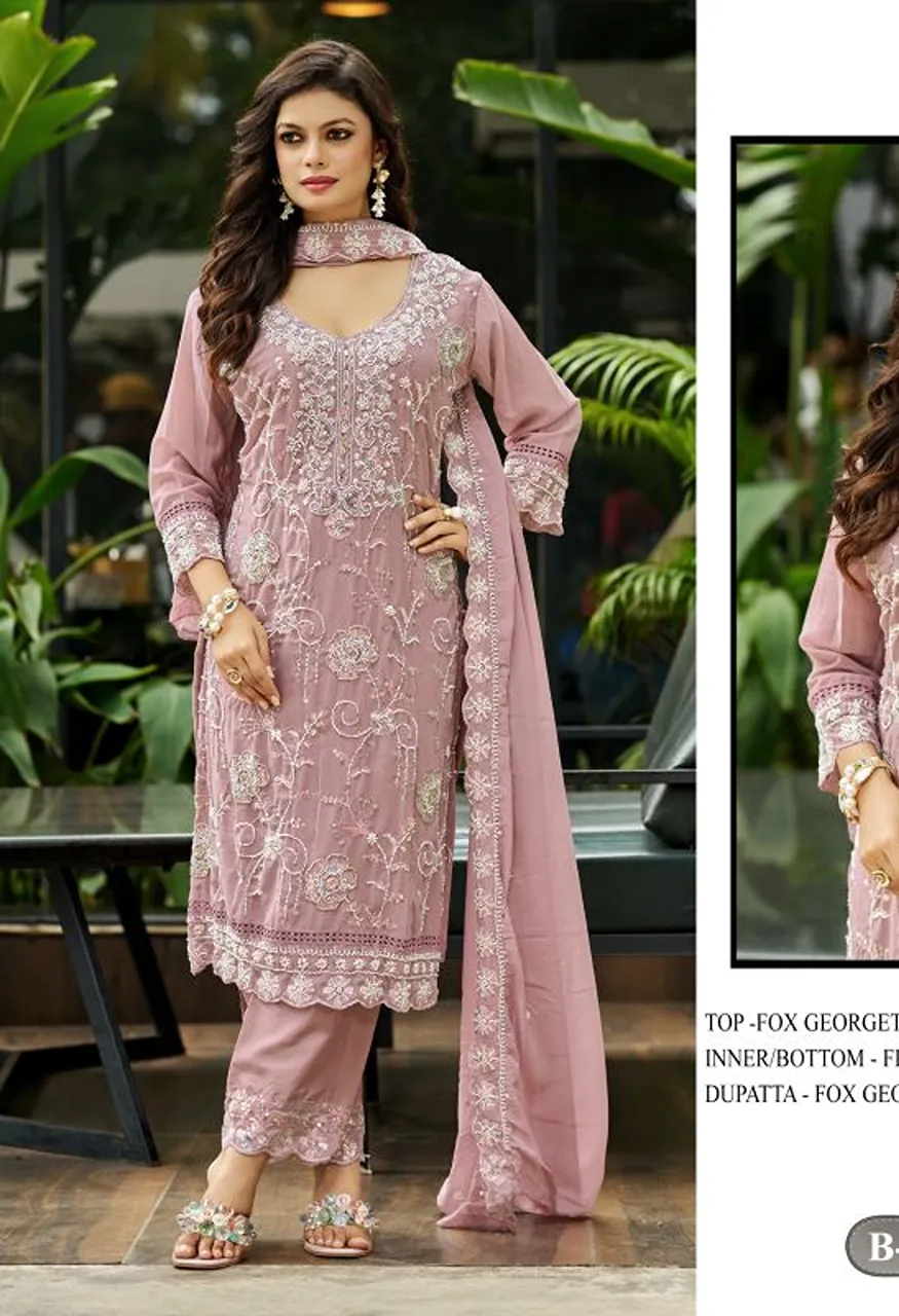 Bilqis B 292 A To D Faux Georgette Beads Embroidered Salwar Kameez Catalog