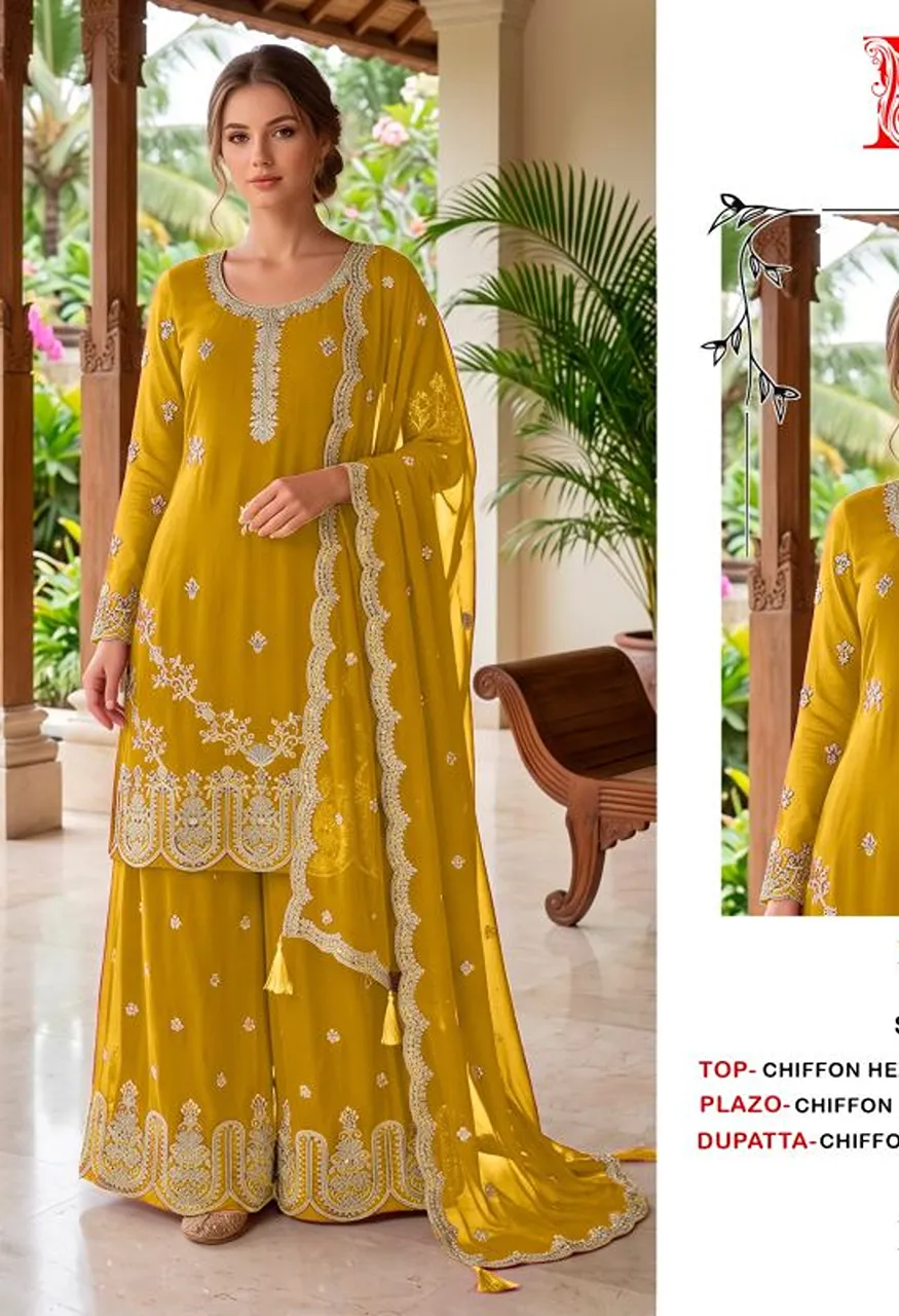 Bilqis B 293 A To D Chiffon Beads Embroidered Salwar Kameez Catalog — Wholesale Salwar Suits, Bilqis wholesale from Surat — view 4