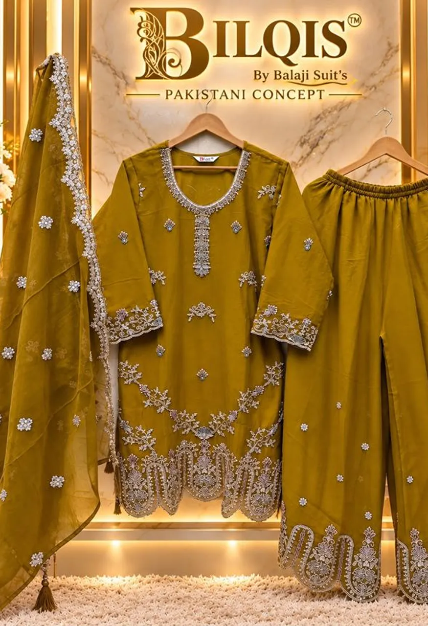 Bilqis B 293 A To D Chiffon Beads Embroidered Salwar Kameez Catalog — Wholesale Salwar Suits, Bilqis wholesale from Surat — view 8
