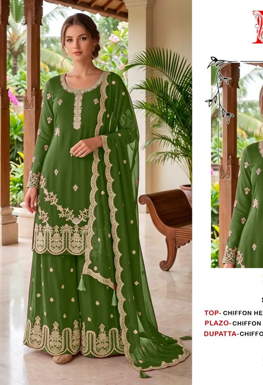 Bilqis B 293 A To D Chiffon Beads Embroidered Salwar Kameez Catalog — Wholesale Salwar Suits, Bilqis wholesale from Surat — view 2