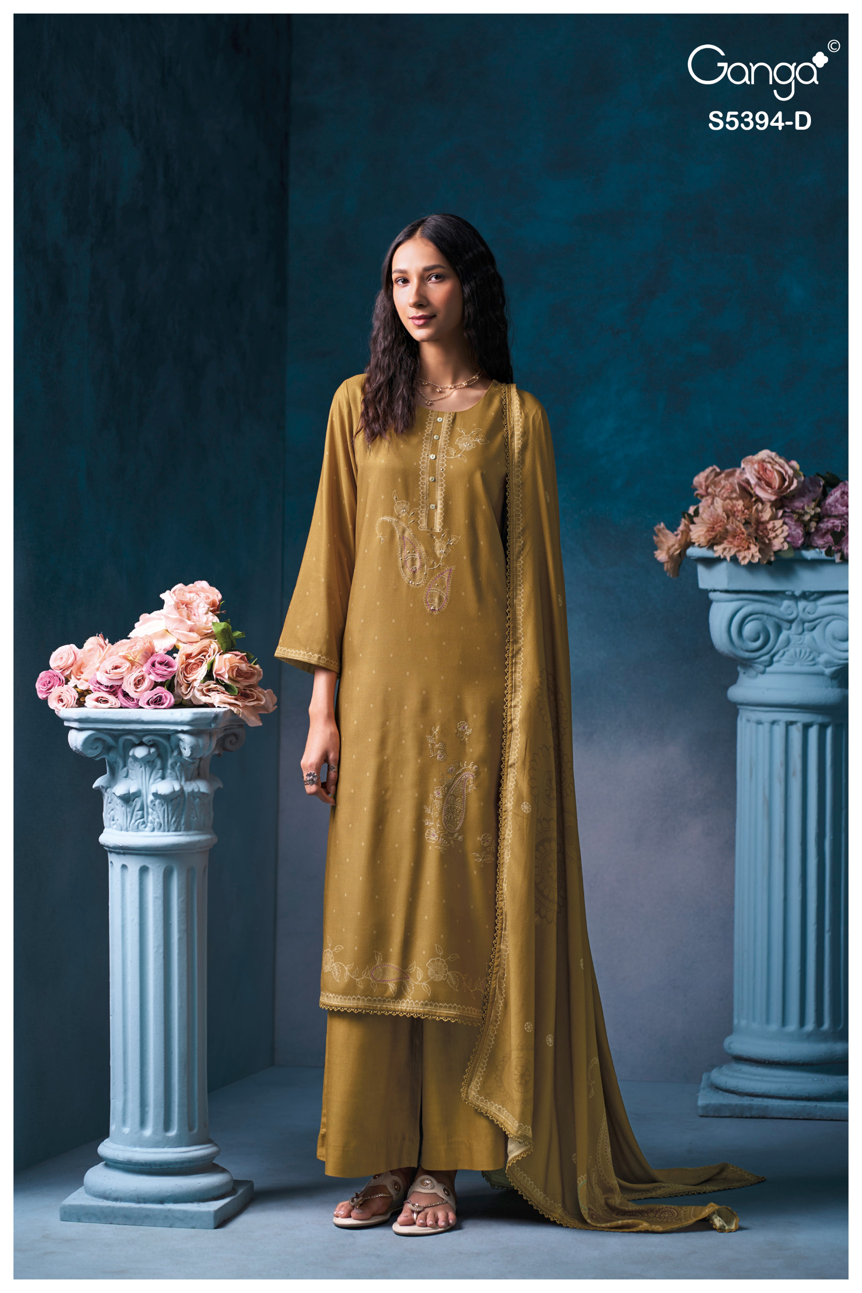 Brand Ganga Yukta 5323 Embroidery Premium Pure Wool Pashmina Salwar Suit — Wholesale Salwar Suits, Ganga wholesale from Surat — Photo 2