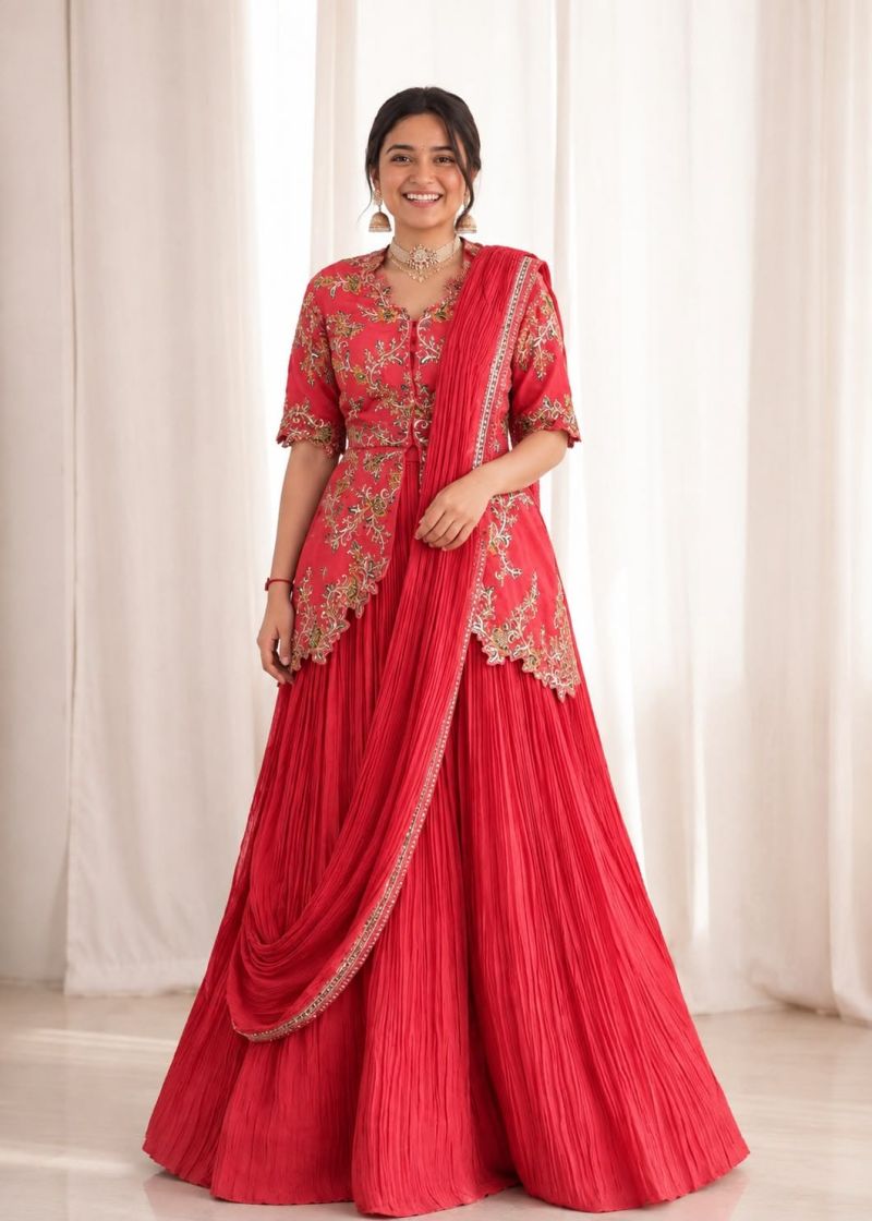 Bt 7171 Chinon Embroidery Sequence Worked Lehenga Choli With Jacket Catalog