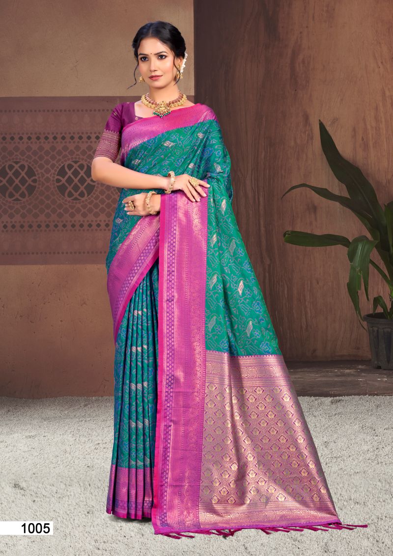 Bunawat Pallavi Silk Soft Silk Sangam Prints Woven Work Saree Collection — Festival Sarees, Bunawat wholesale from Surat — view 3