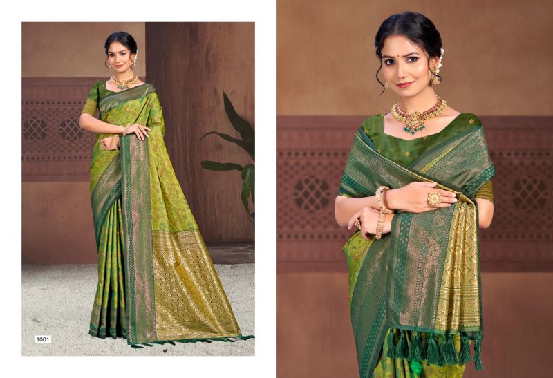 Bunawat Pallavi Silk Soft Silk Sangam Prints Woven Work Saree Collection — Festival Sarees, Bunawat wholesale from Surat — view 6
