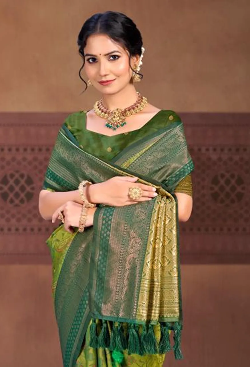 Bunawat Pallavi Silk Soft Silk Sangam Prints Woven Work Saree Collection