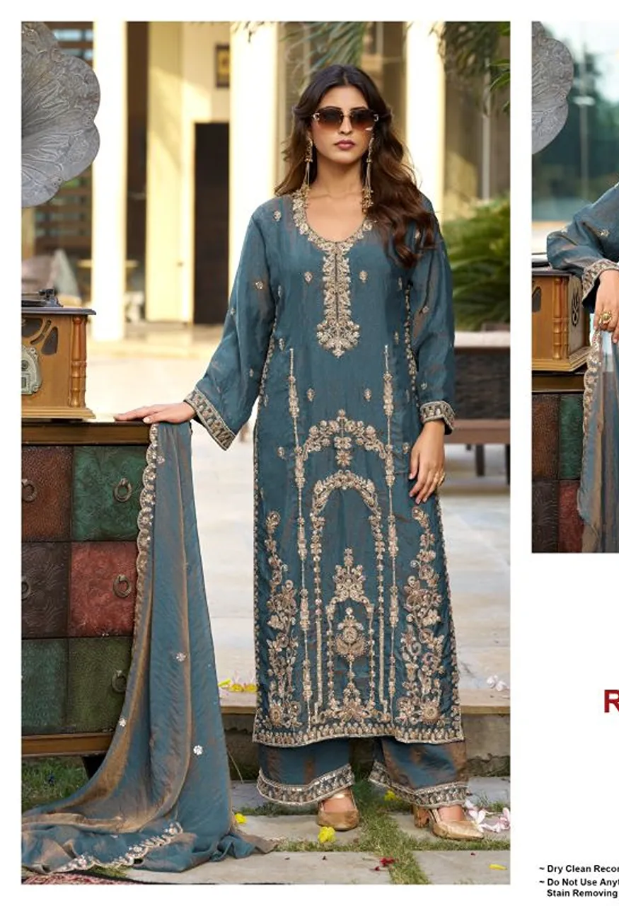 Deepsy D 3555 A To D Readymade Nc Moss Silk Beats Work Salwar Kameez Collection