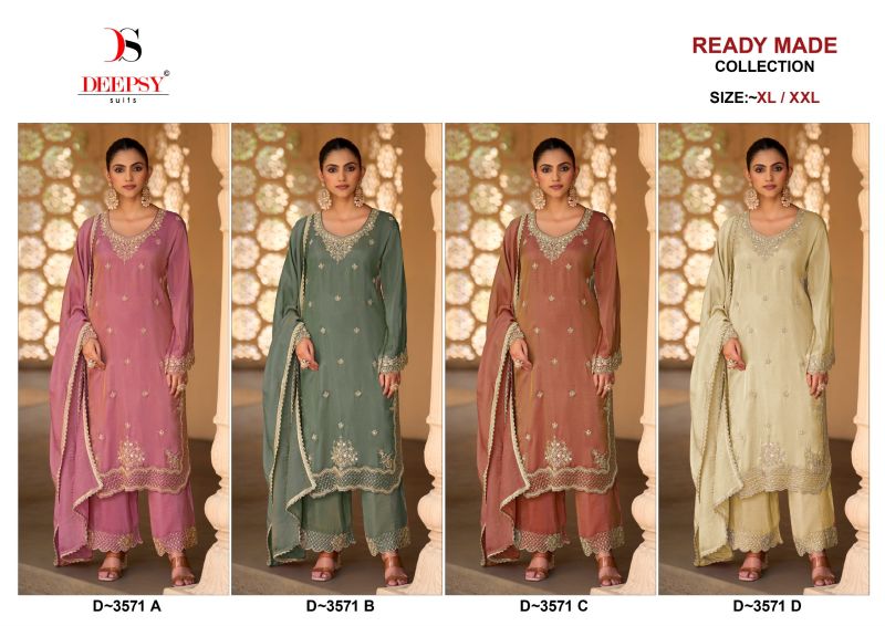 Deepsy D 3571 A To D Readymade Viscose Tissue Silk Beats Work Salwar Kameez Catalog — Wholesale Salwar Suits, Deepsy Suit wholesale from Surat — Photo 5