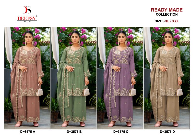 Deepsy D 3575 A To D Readymade Viscose Tissue Silk Beats Work Salwar Kameez — Wholesale Salwar Suits, Deepsy Suit wholesale from Surat — Photo 5