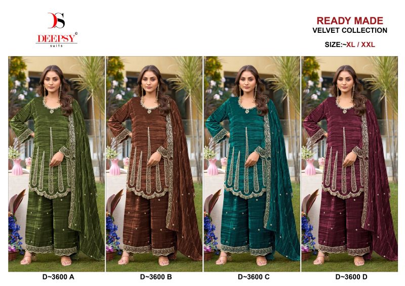 Deepsy D 3600 A To D Readymade Crush Velvet Beats Work Salwar Kameez Catalog — Wholesale Salwar Suits, Deepsy Suit wholesale from Surat — Photo 5