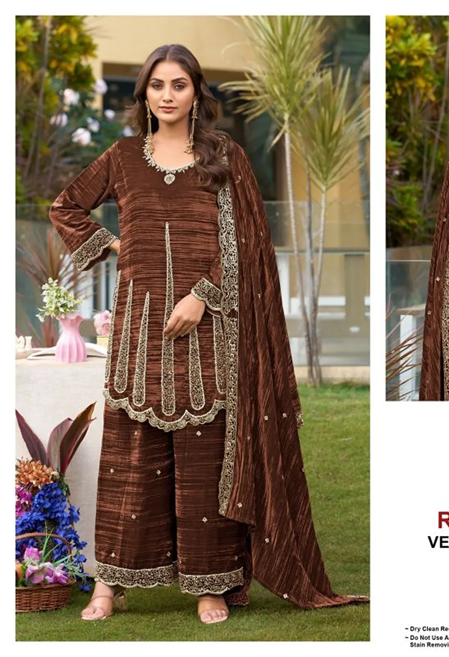 Deepsy D 3600 A To D Readymade Crush Velvet Beats Work Salwar Kameez Catalog — Wholesale Salwar Suits, Deepsy Suit wholesale from Surat — Photo 3