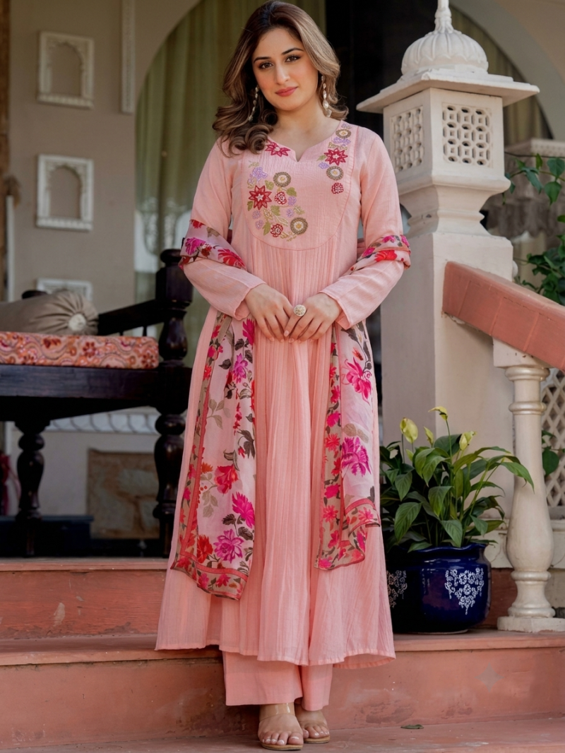 Dhruvi 460 New Wholesale Viscose Embroidery Kurti With Bottom Dupatta Catalog